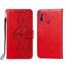 For Huawei Honor 10i Flower Vine Embossing Pattern Horizontal Flip Leather Case with Card Slot & Holder & Wallet & Lanyard(Red) - 1