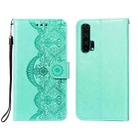 For Huawei Honor 20 Pro Flower Vine Embossing Pattern Horizontal Flip Leather Case with Card Slot & Holder & Wallet & Lanyard(Green) - 1