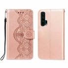 For Huawei Honor 20 Pro Flower Vine Embossing Pattern Horizontal Flip Leather Case with Card Slot & Holder & Wallet & Lanyard(Rose Gold) - 1