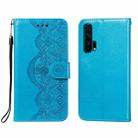 For Huawei Honor 20 Pro Flower Vine Embossing Pattern Horizontal Flip Leather Case with Card Slot & Holder & Wallet & Lanyard(Blue) - 1