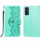 For Huawei Honor 30 Flower Vine Embossing Pattern Horizontal Flip Leather Case with Card Slot & Holder & Wallet & Lanyard(Green) - 1