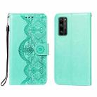 For Huawei Honor 30 Pro Flower Vine Embossing Pattern Horizontal Flip Leather Case with Card Slot & Holder & Wallet & Lanyard(Green) - 1