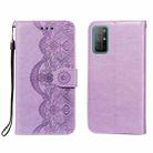 For Huawei Honor 30S Flower Vine Embossing Pattern Horizontal Flip Leather Case with Card Slot & Holder & Wallet & Lanyard(Purple) - 1
