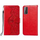 For Huawei Honor Play 4T Pro Flower Vine Embossing Pattern Horizontal Flip Leather Case with Card Slot & Holder & Wallet & Lanyard(Red) - 1