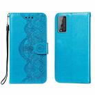 For Huawei Honor Play 4T Pro Flower Vine Embossing Pattern Horizontal Flip Leather Case with Card Slot & Holder & Wallet & Lanyard(Blue) - 1