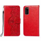 For Huawei Honor V30 / V30 Pro Flower Vine Embossing Pattern Horizontal Flip Leather Case with Card Slot & Holder & Wallet & Lanyard(Red) - 1