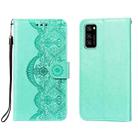 For Huawei Honor V30 / V30 Pro Flower Vine Embossing Pattern Horizontal Flip Leather Case with Card Slot & Holder & Wallet & Lanyard(Green) - 1