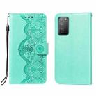 For Huawei Honor X10 5G Flower Vine Embossing Pattern Horizontal Flip Leather Case with Card Slot & Holder & Wallet & Lanyard(Green) - 1