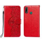 For Huawei Honor Y8s Flower Vine Embossing Pattern Horizontal Flip Leather Case with Card Slot & Holder & Wallet & Lanyard(Red) - 1