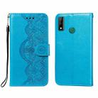 For Huawei Honor Y8s Flower Vine Embossing Pattern Horizontal Flip Leather Case with Card Slot & Holder & Wallet & Lanyard(Blue) - 1