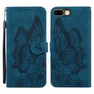 Retro Skin Feel Butterflies Embossing Horizontal Flip Leather Case with Holder & Card Slots & Wallet For iPhone 8 Plus / 7Plus(Blue) - 1