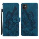 For iPhone 11 Retro Skin Feel Butterflies Embossing Horizontal Flip Leather Case with Holder & Card Slots & Wallet (Blue) - 1