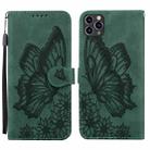 For iPhone 11 Pro Retro Skin Feel Butterflies Embossing Horizontal Flip Leather Case with Holder & Card Slots & Wallet (Green) - 1