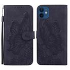 For iPhone 12 mini Retro Skin Feel Butterflies Embossing Horizontal Flip Leather Case with Holder & Card Slots & Wallet (Black) - 1