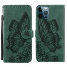 For iPhone 12 Pro Max Retro Skin Feel Butterflies Embossing Horizontal Flip Leather Case with Holder & Card Slots & Wallet(Green) - 1