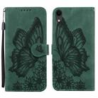 For iPhone XR Retro Skin Feel Butterflies Embossing Horizontal Flip Leather Case with Holder & Card Slots & Wallet(Green) - 1