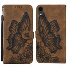 For iPhone XR Retro Skin Feel Butterflies Embossing Horizontal Flip Leather Case with Holder & Card Slots & Wallet(Brown) - 1