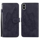 For iPhone X / XS Retro Skin Feel Butterflies Embossing Horizontal Flip Leather Case with Holder & Card Slots & Wallet(Black) - 1