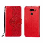 For LG G8 ThinQ Flower Vine Embossing Pattern Horizontal Flip Leather Case with Card Slot & Holder & Wallet & Lanyard(Red) - 1