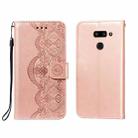 For LG G8 ThinQ Flower Vine Embossing Pattern Horizontal Flip Leather Case with Card Slot & Holder & Wallet & Lanyard(Rose Gold) - 1