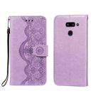 For LG G8 ThinQ Flower Vine Embossing Pattern Horizontal Flip Leather Case with Card Slot & Holder & Wallet & Lanyard(Purple) - 1