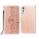 For LG G9 Flower Vine Embossing Pattern Horizontal Flip Leather Case with Card Slot & Holder & Wallet & Lanyard(Rose Gold) - 1