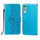 For LG G9 Flower Vine Embossing Pattern Horizontal Flip Leather Case with Card Slot & Holder & Wallet & Lanyard(Blue) - 1