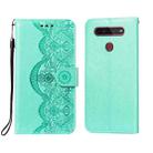 For LG K41S / K51S Flower Vine Embossing Pattern Horizontal Flip Leather Case with Card Slot & Holder & Wallet & Lanyard(Green) - 1