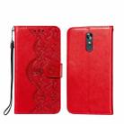 For LG Stylo 4 Flower Vine Embossing Pattern Horizontal Flip Leather Case with Card Slot & Holder & Wallet & Lanyard(Red) - 1