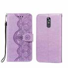 For LG Stylo 4 Flower Vine Embossing Pattern Horizontal Flip Leather Case with Card Slot & Holder & Wallet & Lanyard(Purple) - 1