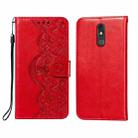 For LG Stylo 5 Flower Vine Embossing Pattern Horizontal Flip Leather Case with Card Slot & Holder & Wallet & Lanyard(Red) - 1