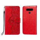 For LG Stylo 6 Flower Vine Embossing Pattern Horizontal Flip Leather Case with Card Slot & Holder & Wallet & Lanyard(Red) - 1