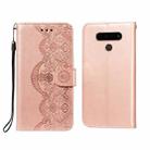 For LG Stylo 6 Flower Vine Embossing Pattern Horizontal Flip Leather Case with Card Slot & Holder & Wallet & Lanyard(Rose Gold) - 1