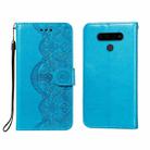 For LG Stylo 6 Flower Vine Embossing Pattern Horizontal Flip Leather Case with Card Slot & Holder & Wallet & Lanyard(Blue) - 1