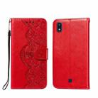 For LG K20 Flower Vine Embossing Pattern Horizontal Flip Leather Case with Card Slot & Holder & Wallet & Lanyard(Red) - 1