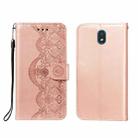 For LG K30 Flower Vine Embossing Pattern Horizontal Flip Leather Case with Card Slot & Holder & Wallet & Lanyard(Rose Gold) - 1