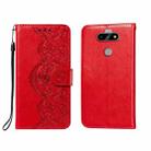 For LG K31 Flower Vine Embossing Pattern Horizontal Flip Leather Case with Card Slot & Holder & Wallet & Lanyard(Red) - 1