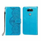 For LG K31 Flower Vine Embossing Pattern Horizontal Flip Leather Case with Card Slot & Holder & Wallet & Lanyard(Blue) - 1