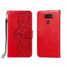 For LG K40S Flower Vine Embossing Pattern Horizontal Flip Leather Case with Card Slot & Holder & Wallet & Lanyard(Red) - 1