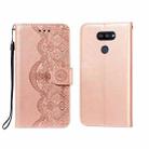 For LG K40S Flower Vine Embossing Pattern Horizontal Flip Leather Case with Card Slot & Holder & Wallet & Lanyard(Rose Gold) - 1