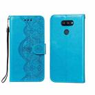 For LG K40S Flower Vine Embossing Pattern Horizontal Flip Leather Case with Card Slot & Holder & Wallet & Lanyard(Blue) - 1