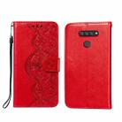 For LG K50S Flower Vine Embossing Pattern Horizontal Flip Leather Case with Card Slot & Holder & Wallet & Lanyard(Red) - 1