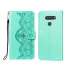 For LG K50S Flower Vine Embossing Pattern Horizontal Flip Leather Case with Card Slot & Holder & Wallet & Lanyard(Green) - 1