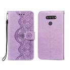 For LG K50S Flower Vine Embossing Pattern Horizontal Flip Leather Case with Card Slot & Holder & Wallet & Lanyard(Purple) - 1