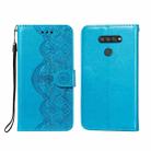 For LG K50S Flower Vine Embossing Pattern Horizontal Flip Leather Case with Card Slot & Holder & Wallet & Lanyard(Blue) - 1