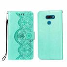 For LG K50 Flower Vine Embossing Pattern Horizontal Flip Leather Case with Card Slot & Holder & Wallet & Lanyard(Green) - 1