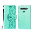 For LG K61 Flower Vine Embossing Pattern Horizontal Flip Leather Case with Card Slot & Holder & Wallet & Lanyard(Green) - 1