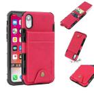 For iPhone XR Cloth Texture + TPU Shockproof Protective Case with Vertical Flip Card Slots(Rose Red) - 1