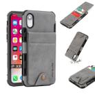 For iPhone XR Cloth Texture + TPU Shockproof Protective Case with Vertical Flip Card Slots(Grey) - 1