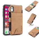 For iPhone XR Cloth Texture + TPU Shockproof Protective Case with Vertical Flip Card Slots(Khaki) - 1
